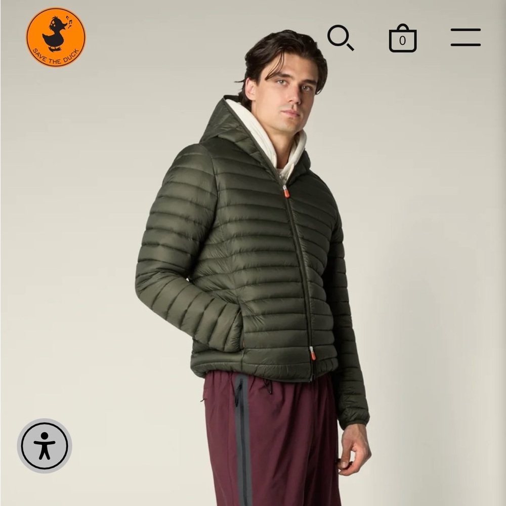 SAVE THE DUCK Men's Land Green Puffer Jacket